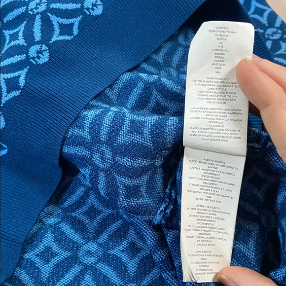 Michael Kors Blue Patterned Woman Medium Casual Crop Sweater Short Sleeves - Picture 12 of 12